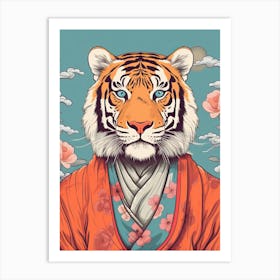 Tiger Illustrations Wearing A Kimono 2 Art Print