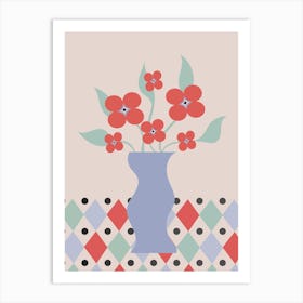 Abstract And Flowers Art Print