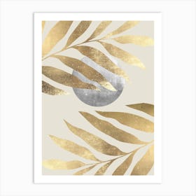 Golden tropical leaf 2 Art Print