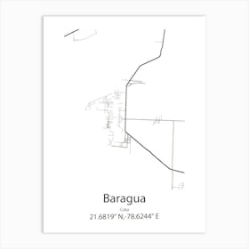 Baragua,Cuba Minimalist Map Art Print