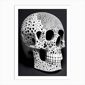Skull With Terrazzo 2 Patterns Linocut Art Print
