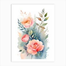 Watercolor Roses 7 Art Print