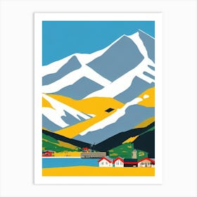 Andermatt, Switzerland Midcentury Vintage Skiing Poster Art Print
