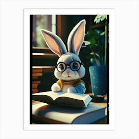 Rabbit Reading A Book 3 Art Print