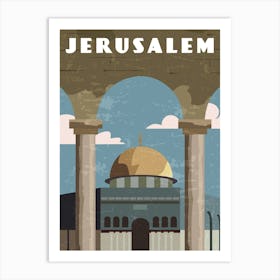 Jerusalem, Israel, Palestine - Retro travel minimalist poster Art Print