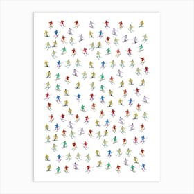 Skiers On Skis Pattern Art Print