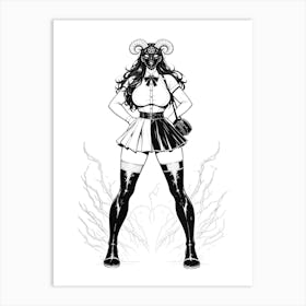 Gothic Succubus Schoolgirl (B Art Print