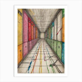 Hallway Of Lockers Art Print
