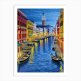 Venice At Night 2 Art Print