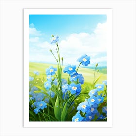 Forget Me Not In Green Field (1) Art Print