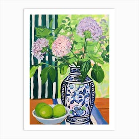 Flowers In A Vase Still Life Painting Lilac 1 Art Print