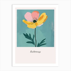 Buttercup Square Flower Illustration Poster Art Print