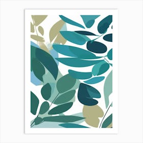 ocean blue leafs print Art Print