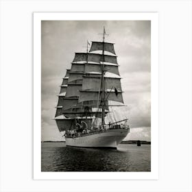 Sailing Ship In Black And White Art Print