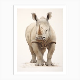 Detailed Vintage Illustration Of A Rhino 4 Art Print