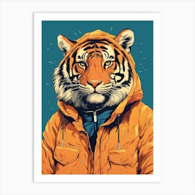 Tiger Illustrations Wearing A Windbreaker 2 Art Print