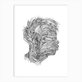 My Mind Linear Drawing Portrait Art Print