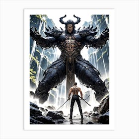 Barbarian Warrior vs Demon Art Print #9 Art Print