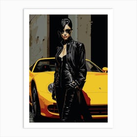 Rotten To The Core Asain Villain Lady And A Yellow Sports Car Art Print