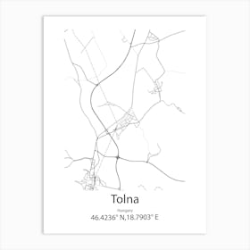 Tolna,Hungary Minimalist Map Art Print