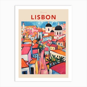 Lisbon Portugal 5 Fauvist Travel Poster Art Print