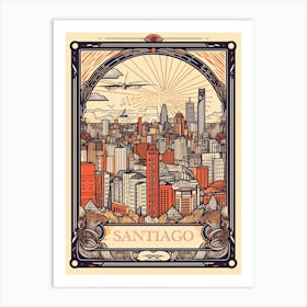 Santiago, Chile, Tarot Card Travel  Line Art 2 Art Print