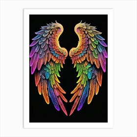 Neon Angel Wings 15 Art Print