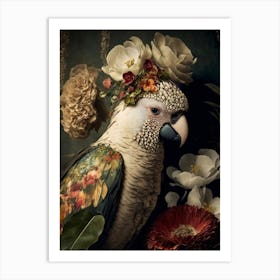 Parrot With Flowers Art Print