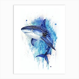 Watercolor Painting Of A Whale Shark Swimming In The Ocean Art Print