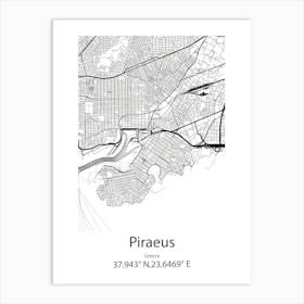 Piraeus,Greece Minimalist Map Art Print