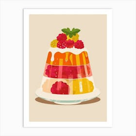 Rasperry Orange Jelly Dessert Illustration Art Print