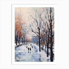 Winter City Park Painting Parc Jean Drapeau Montreal Canada 4 Art Print