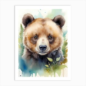 Forest Friend: The Gentle Little Bear Art Print