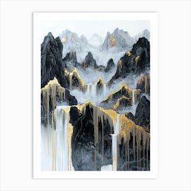 Alps Golden Peaks - Textured Modernism Art Print