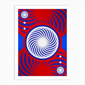 Geometric Abstract Glyph in White on Red and Blue Array n.0053 Art Print