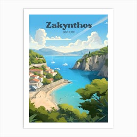 Zakynthos Greece Seaside Modern Travel Art Art Print