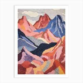 Mount Olympus Greece 2 Colourful Mountain Illustration Art Print