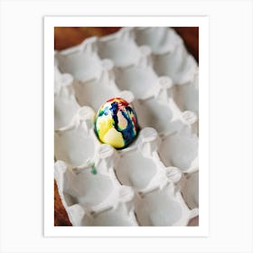 Colorful Egg In An Egg Carton Art Print