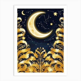 Golden Starry Night Sky Art Print