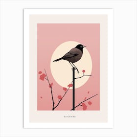 Minimalist Blackbird 2 Bird Poster Art Print