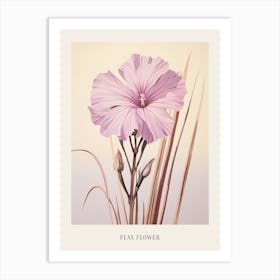 Floral Illustration Flax Flower 3 Poster Art Print