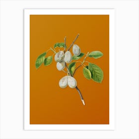 Vintage Plum Botanical on Sunset Orange n.0176 Art Print