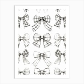 Black And White Bows 4 Pattern Art Print