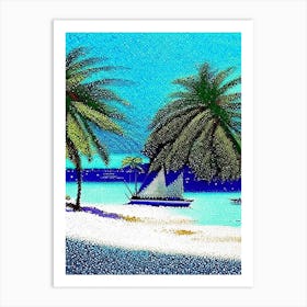 Andros Island Bahamas Pointillism Style Tropical Destination Art Print