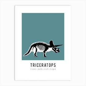 Triceratops, Dinosaur Boys Room Decor, Blue Art Print