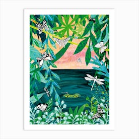 Crocodile In The Jungle Art Print