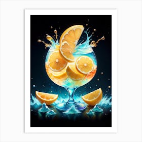 Splashing Lemons Art Print