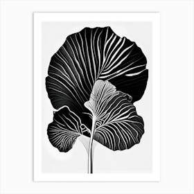 Ginkgo Biloba Leaf Linocut 1 Art Print