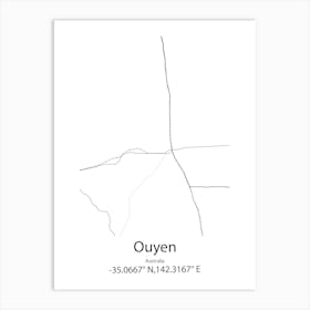 Ouyen,Australia Minimalist Map Art Print