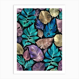 Watercolor Tropical Leaves Art Print Art Print